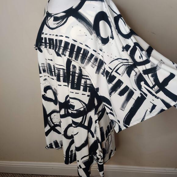 by JJ Tunic Black White Abstract Geometric Sleeveless Overlay - Picture 9 of 12